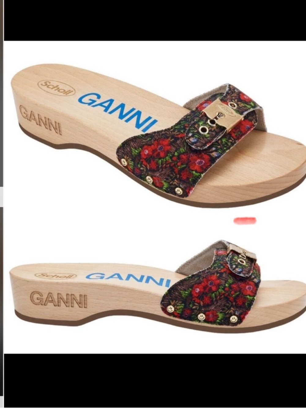 GANNI x Dr Scholl’s Original Clog Sandals Sz 10 Floral Bert Red Retro Orig $230
